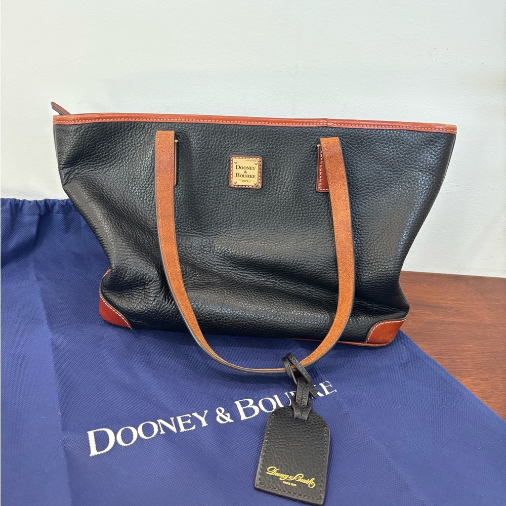Dooney & Bourke Black Leather Charleston Bag with Dust Cover Bag